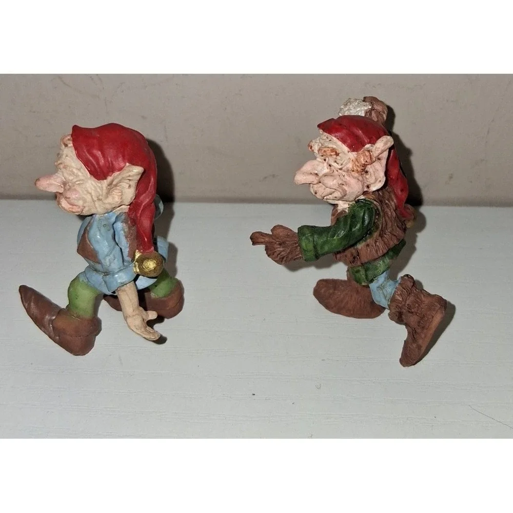 Vintage Vigor Pixie Elf Figurines Set of 2 Mini Gnome Troll 2.25